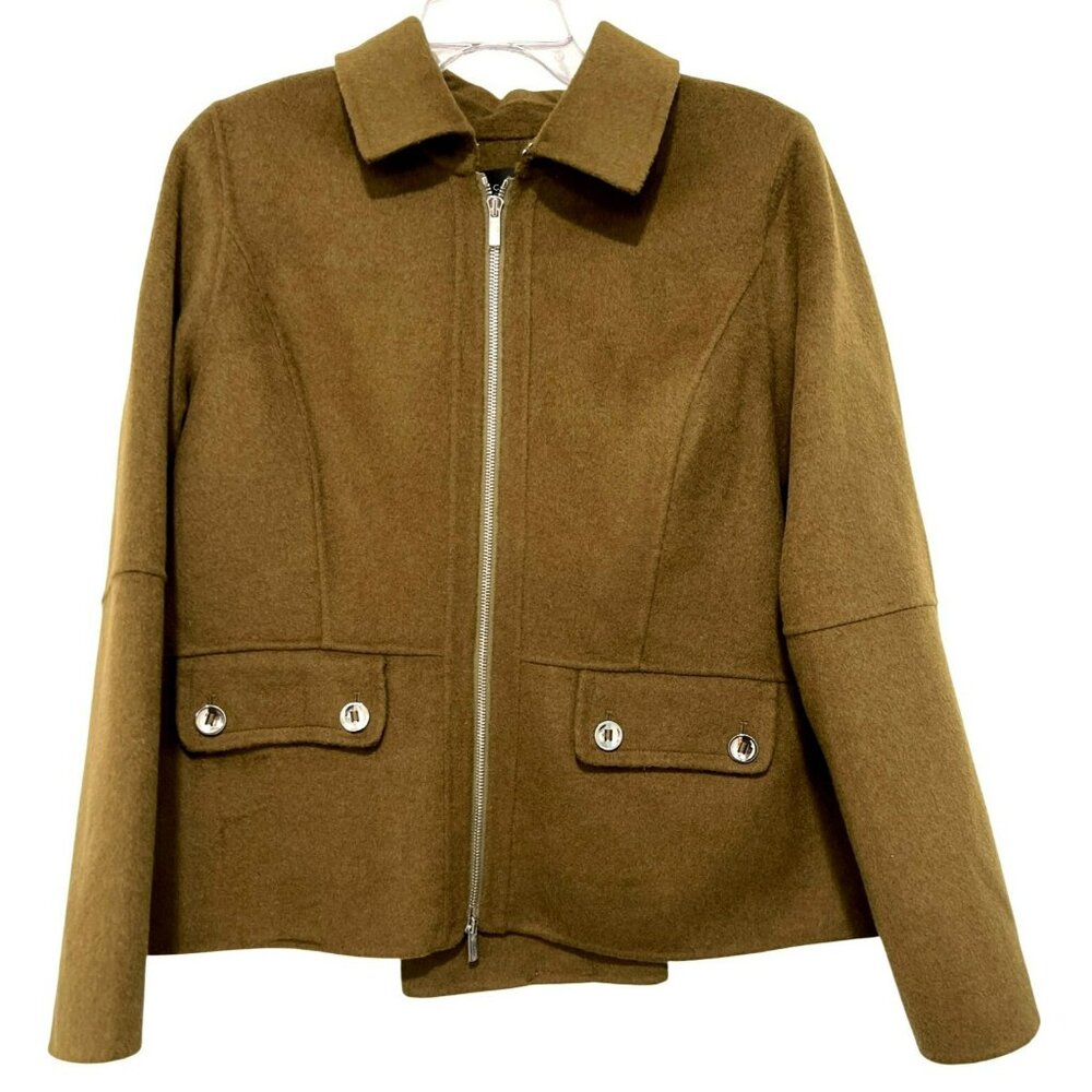 Carlisle Green Pleated Back Blazer Zip Jacket NWT Size 12 22, 24